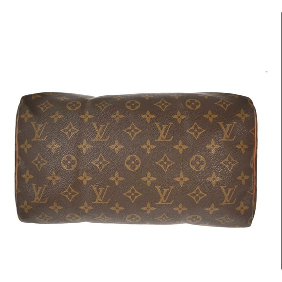 LOUIS VUITTON Monogram Speedy 30 Handbag Brown Canvas Leather Trim Authenticated - Picture 3 of 8